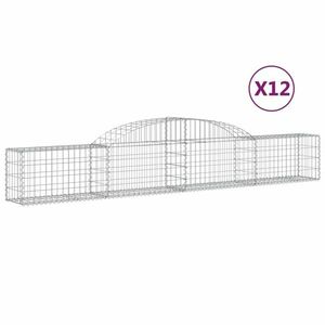 vidaXL 12 db íves horganyzott vas gabion kosár 300x30x40/60 cm kép