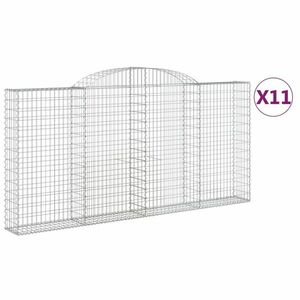 vidaXL 11 db íves horganyzott vas gabion kosár 300x30x140/160 cm kép