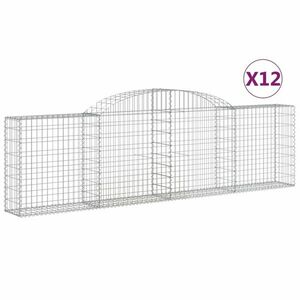 vidaXL 12 db íves horganyzott vas gabion kosár 300x30x80/100 cm kép