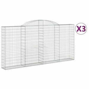 vidaXL 3 db íves horganyzott vas gabion kosár 300x30x140/160 cm kép