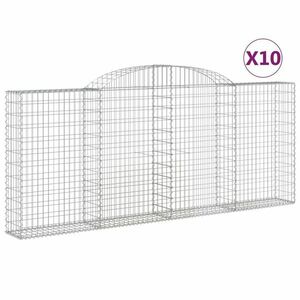 vidaXL 10 db íves horganyzott vas gabion kosár 300x30x120/140 cm kép