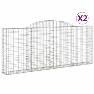 vidaXL 2 db íves horganyzott vas gabion kosár 300x30x120/140 cm kép