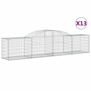 vidaXL 13 db íves horganyzott vas gabion kosár 300x50x60/80 cm kép