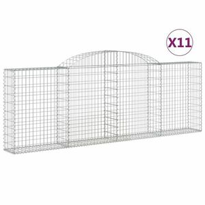 vidaXL 11 db íves horganyzott vas gabion kosár 300 x 30 x 100/120 cm kép