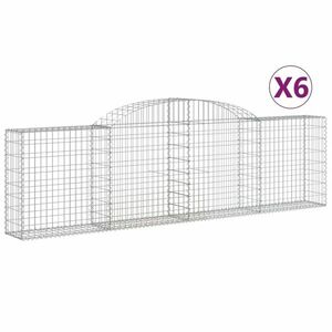 vidaXL 6 db íves horganyzott vas gabion kosár 300x30x80/100 cm kép