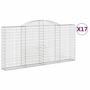 vidaXL 17 db íves horganyzott vas gabion kosár 300x30x140/160 cm kép