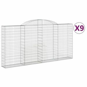 vidaXL 9 db íves horganyzott vas gabion kosár 300x30x140/160 cm kép