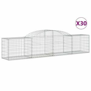 vidaXL 30 db íves horganyzott vas gabion kosár 300x50x60/80 cm kép