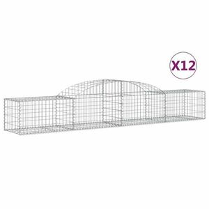 vidaXL 12 db íves horganyzott vas gabion kosár 300x50x40/60 cm kép