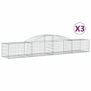 vidaXL 3 db íves horganyzott vas gabion kosár 300x50x40/60 cm kép