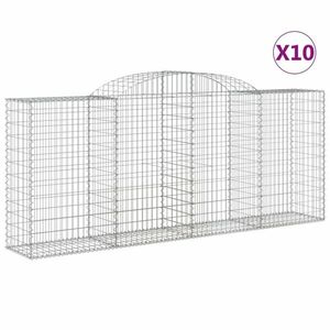 vidaXL 10 db íves horganyzott vas gabion kosár 300x50x120/140 cm kép