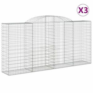 vidaXL 3 db íves horganyzott vas gabion kosár 300x50x140/160 cm kép