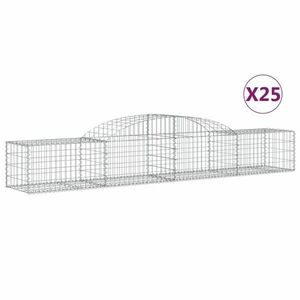 vidaXL 25 db íves horganyzott vas gabion kosár 300x50x40/60 cm kép