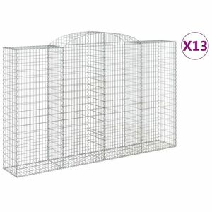 vidaXL 13 db íves horganyzott vas gabion kosár 300x50x180/200 cm kép