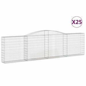 vidaXL 25 db íves horganyzott vas gabion kosár 400x30x100/120 cm kép