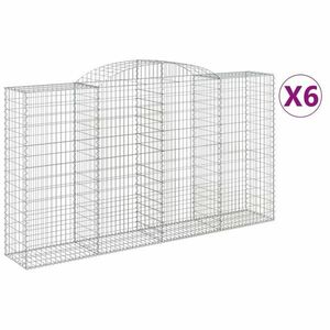 vidaXL 6 db íves horganyzott vas gabion kosár 300x50x160/180 cm kép