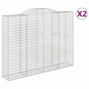 vidaXL 2 db íves horganyzott vas gabion kosár 300x50x220/240 cm kép