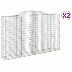 vidaXL 2 db íves horganyzott vas gabion kosár 300x50x180/200 cm kép