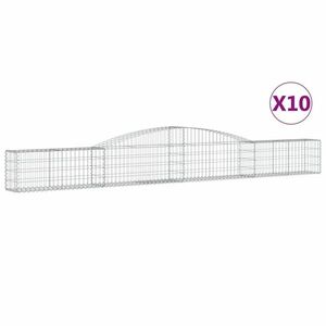 vidaXL 10 db íves horganyzott vas gabion kosár 400x30x40/60 cm kép