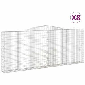 vidaXL 8 db íves horganyzott vas gabion kosár 400x30x160/180 cm kép