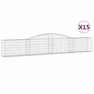 vidaXL 15 db íves horganyzott vas gabion kosár 400x30x60/80 cm kép