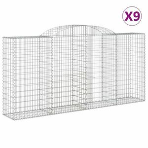 vidaXL 9 db íves horganyzott vas gabion kosár 300x50x140/160 cm kép