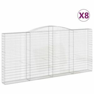 vidaXL 8 db íves horganyzott vas gabion kosár 400x30x180/200 cm kép