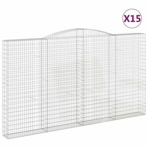 vidaXL 15 db íves horganyzott vas gabion kosár 400x30x220/240 cm kép