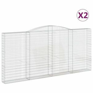 vidaXL 2 db íves horganyzott vas gabion kosár 400x30x180/200 cm kép