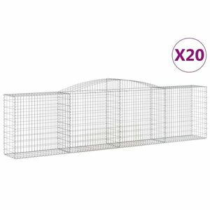 vidaXL 20 db íves horganyzott vas gabion kosár 400x50x100/120 cm kép