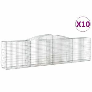 vidaXL 10 db íves horganyzott vas gabion kosár 400x50x100/120 cm kép