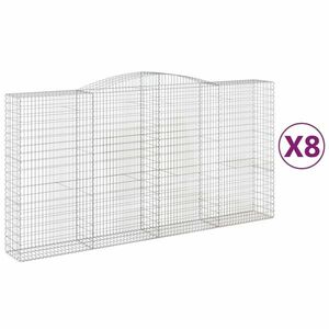 vidaXL 8 db íves horganyzott vas gabion kosár 400x50x200/220 cm kép