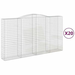 vidaXL 20 db íves horganyzott vas gabion kosár 400x50x220/240 cm kép