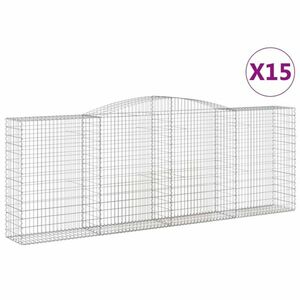 vidaXL 15 db íves horganyzott vas gabion kosár 400x50x140/160 cm kép