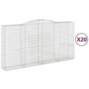 vidaXL 20 db íves horganyzott vas gabion kosár 400x50x200/220 cm kép