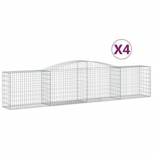 vidaXL 4 db íves horganyzott vas gabion kosár 400x50x80/100 cm kép