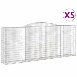 vidaXL 5 db íves horganyzott vas gabion kosár 400 x 50 x 160/180 cm kép