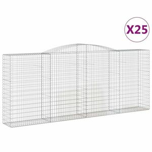 vidaXL 25 db íves horganyzott vas gabion kosár 400x50x160/180 cm kép