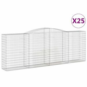 vidaXL 25 db íves horganyzott vas gabion kosár 400x50x140/160 cm kép