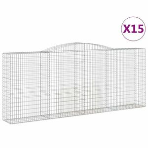 vidaXL 15 db íves horganyzott vas gabion kosár 400 x 50 x 160/180 cm kép