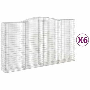 vidaXL 6 db íves horganyzott vas gabion kosár 400x50x220/240 cm kép