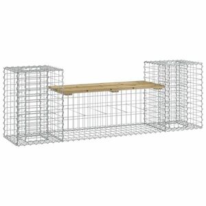 vidaXL tömör impregnált fenyőfa gabion kerti pad 183x41x60, 5 cm kép