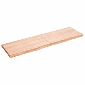 vidaXL világosbarna kezelt tömör fa fürdőszobai pult 140x40x(2-4) cm kép