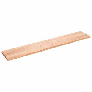 vidaXL világosbarna kezelt tömör fa fürdőszobai pult 220x40x(2-4) cm kép