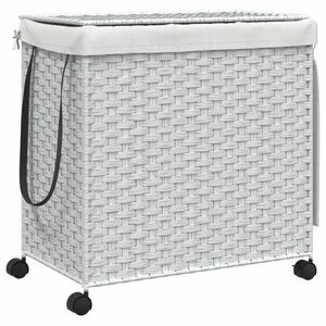 vidaXL fehér rattan szennyeskosár kerekekkel 60x35x60, 5 cm kép