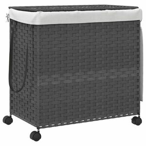 vidaXL szürke rattan szennyeskosár kerekekkel 60x35x60, 5 cm kép