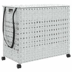 vidaXL fehér rattan szennyeskosár kerekekkel 66x35x60 cm kép