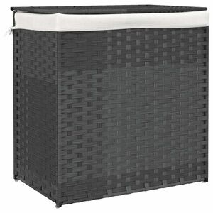 vidaXL szürke polyrattan szennyeskosár 2 rekesszel 53x33x57 cm kép