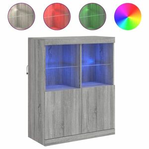 vidaXL szürke sonoma színű tálalószekrény LED-ekkel 81 x 37 x 100 cm kép