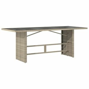 vidaXL szürke polyrattan üveglapos kerti asztal 190x80x74 cm kép